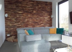 Wrakhouten houtstrips teak wall