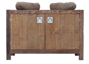 RestyleXL eiken badkamermeubel met opbouw waskommen - RestyleXL