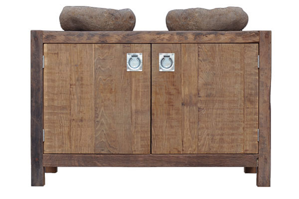 RestyleXL eiken badkamermeubel met opbouw waskommen