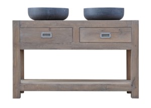 RestyleXL eiken badkamermeubel met opbouw waskommen