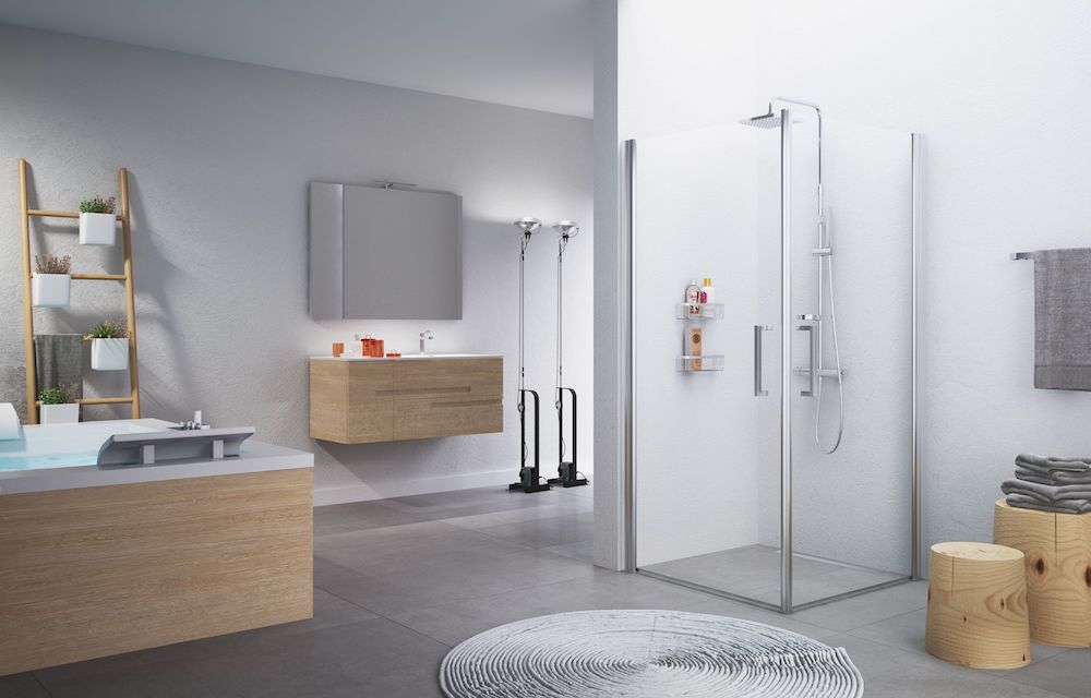 Novellini douche met hoekinstap