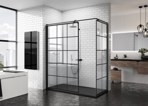 Kuadra H met zwart lijnenmotief - Novellini