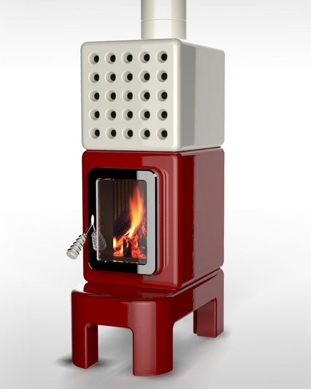 Houtkachel met vierkante vorm