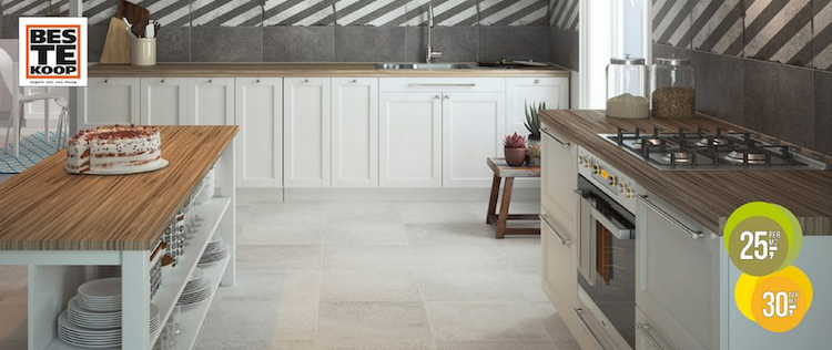 Combinatie wand en vloertegels