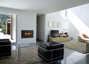 Inbouw houthaard met zijruit