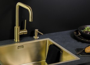Keukenkraan en spoelbak in goud - Lanesto spoelbakken