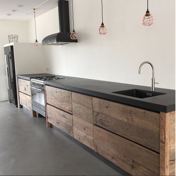 Moderne houten keuken oud eiken