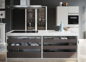 Design keuken met slank kookeiland