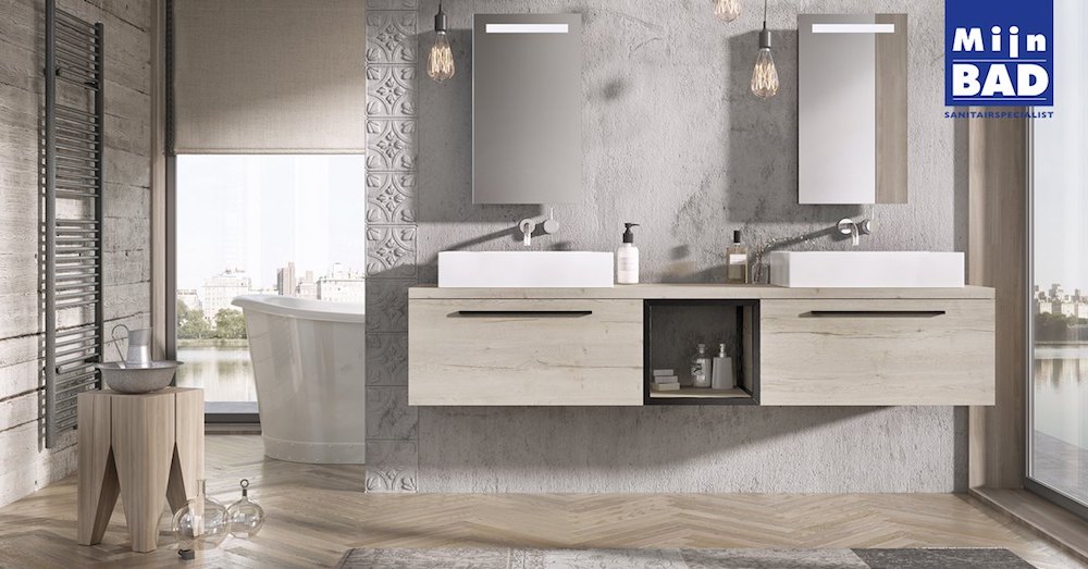 Badkamer met dubbele wastafel | mijn bad in stijl