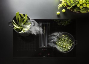 Inductie kookplaat met centrale afzuiging