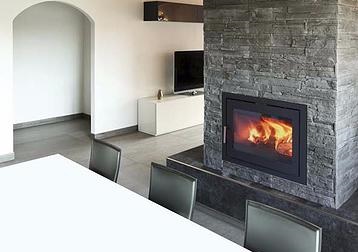 Brede inbouw houthaard | Meteor