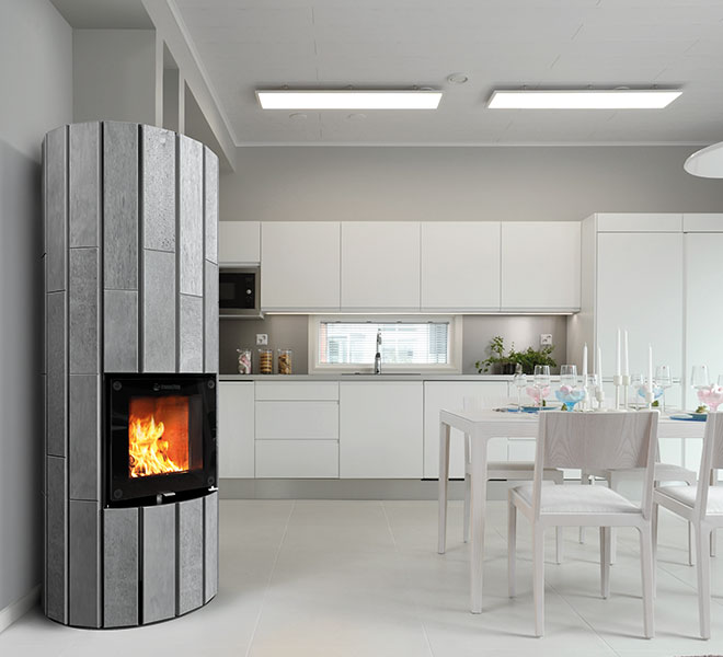 Moderne ronde speksteenkachel | NunnaUuni