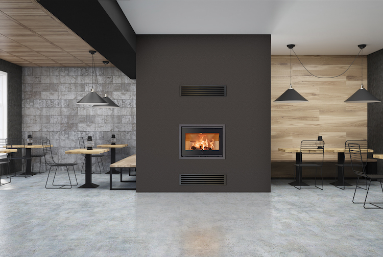 Inbouw houthaard van zwart staal | Scan