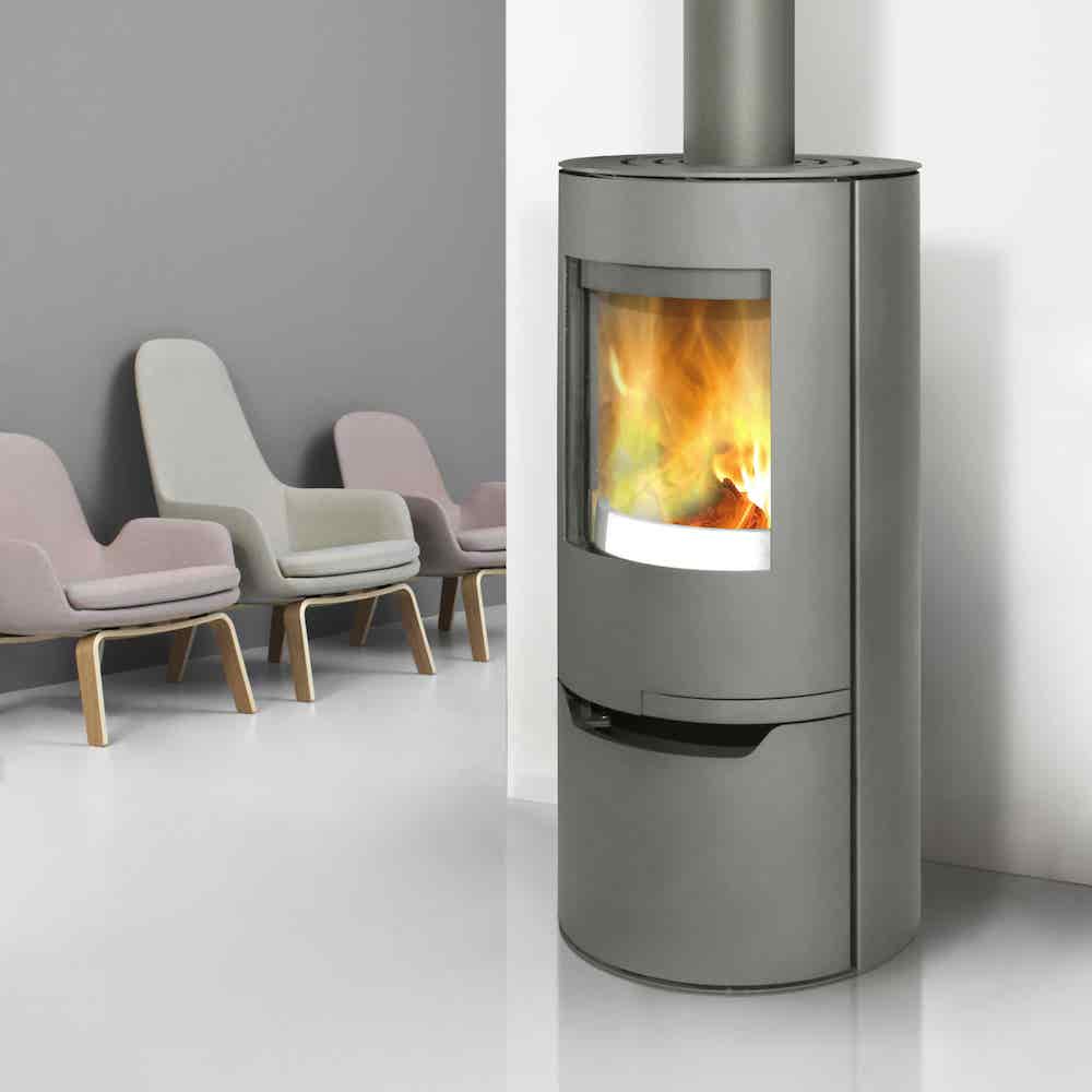 Eigentijdse ronde houtkachel Hiron | Thermia