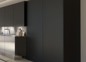 Design keuken in grafietzwart en RVS | SieMatic