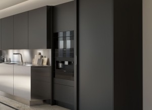Design keuken in grafietzwart en RVS | SieMatic