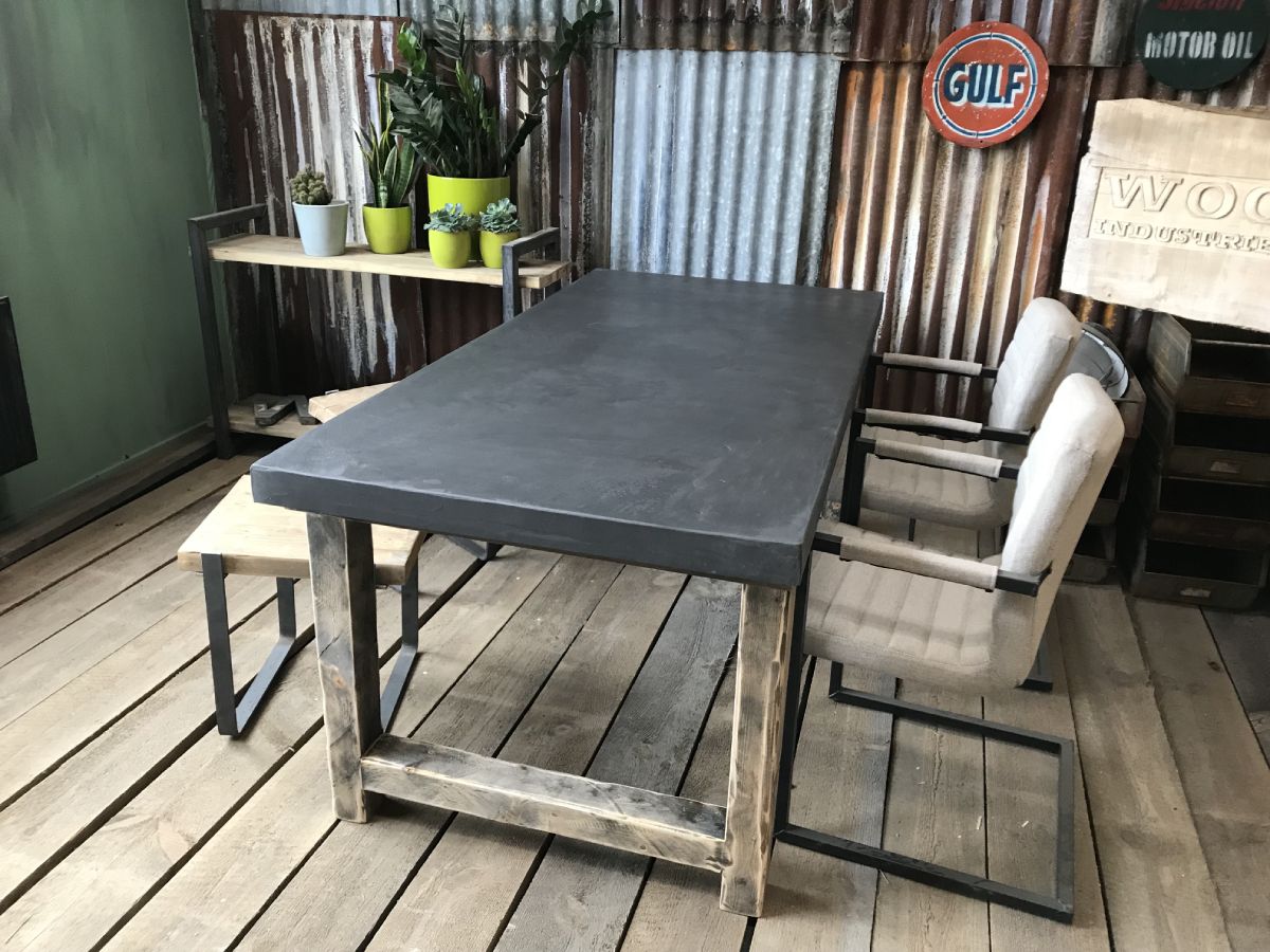 Betonnen tafel robuust Grafiet