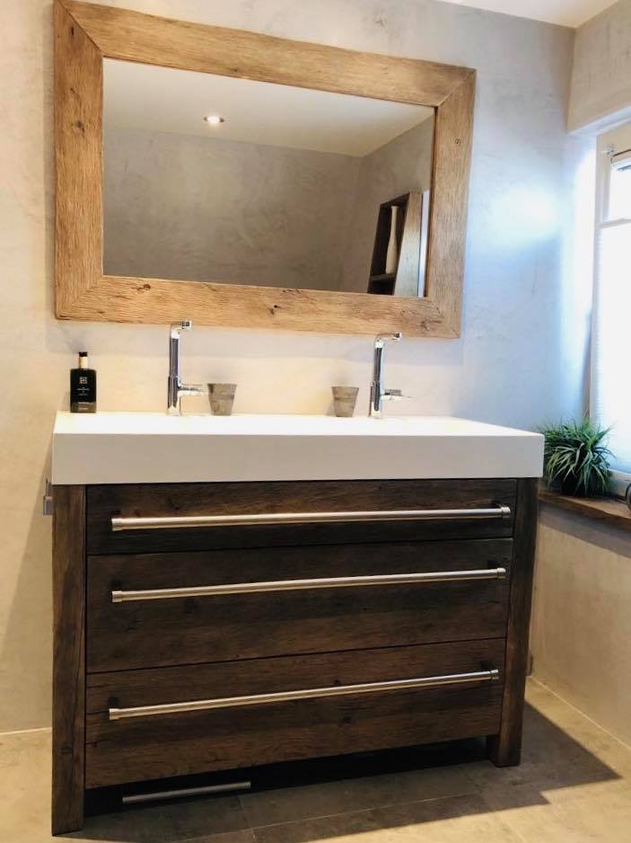 Oud eiken badmeubel met rvs greep | RestyleXL