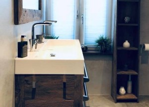 Oud eiken badmeubel met rvs greep | RestyleXL