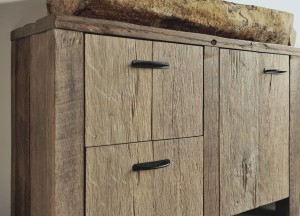 Eiken badmeubel met riviersteen waskom | RestyleXL