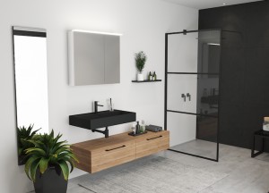 Douchewand mat zwart| Riho - 