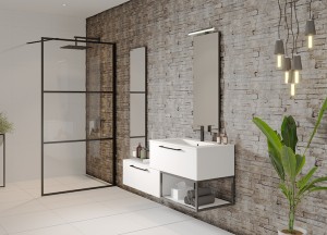 Douchewand mat zwart| Riho