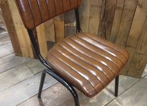 Stoere leren retro stoel - Woodindustries