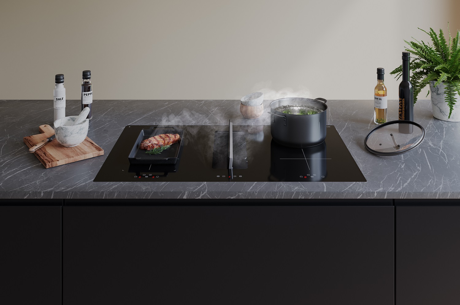 Inductiekookplaat met geïntegreerde afzuiging | Inventum