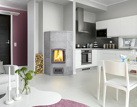 Compacte hoek speksteenkachel | NunnaUuni