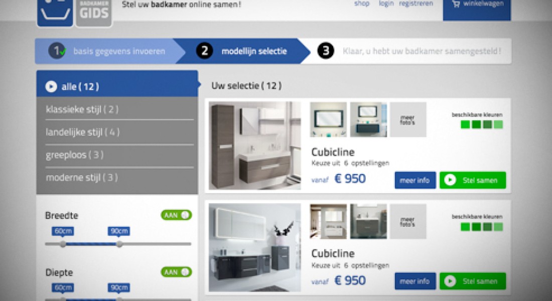 Badmeubelhuis introduceert badmeubel-configurator