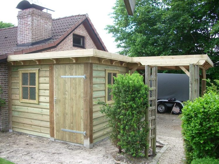 Schuur met overkapping | MG Houtbouw