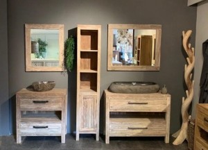 Hoge badkamerkast teak | Puurteak