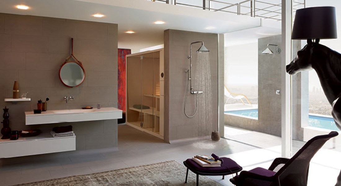 Industriële look in de badkamer met Axor Front douchecollectie