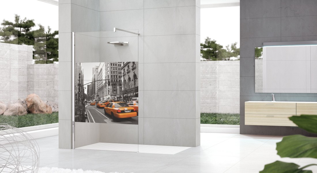 Blikvanger! Glazen douchewanden met print van Novelllini