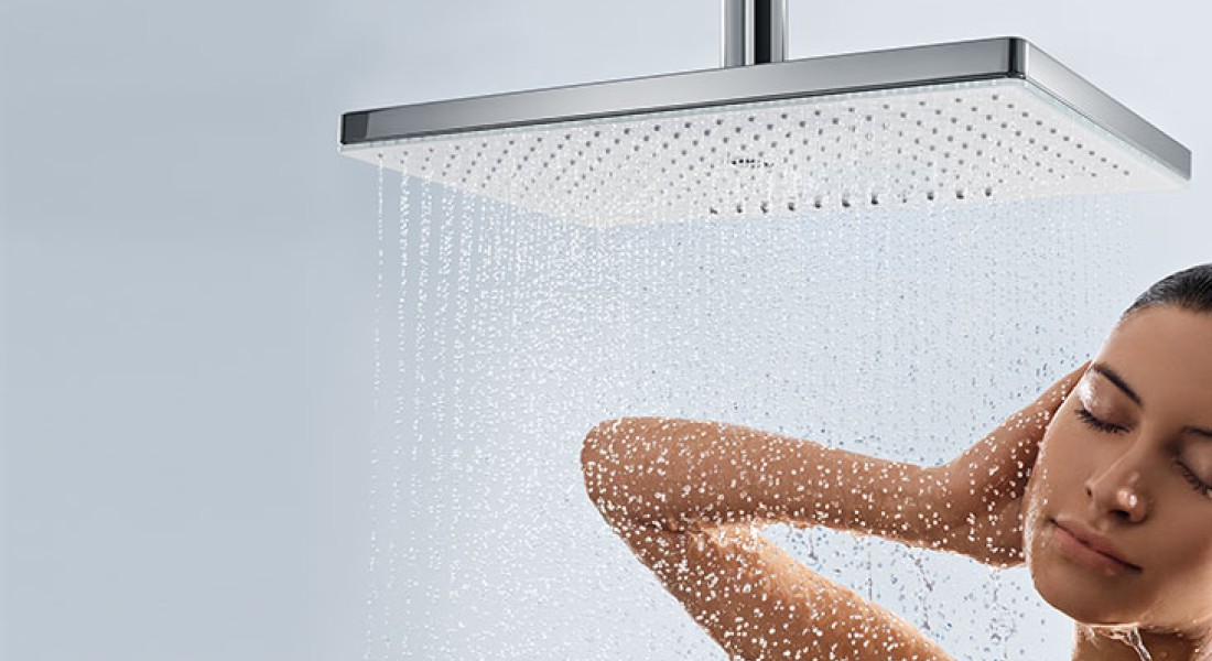 Blikvanger! Douche Rainmaker Select met glasplaat