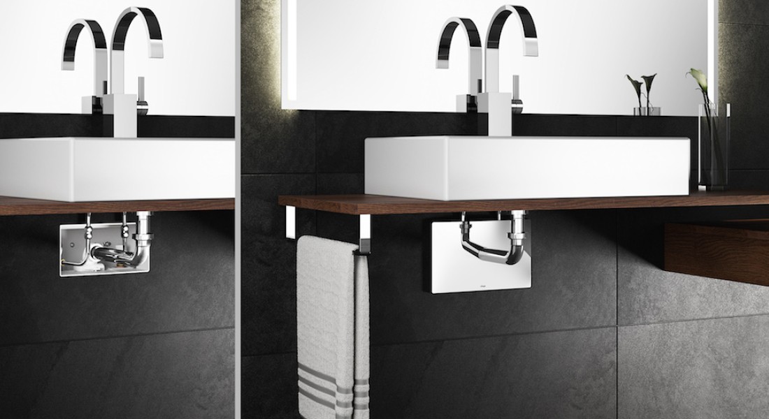 Ook onder de wastafel alles netjes weggewerkt met Viega