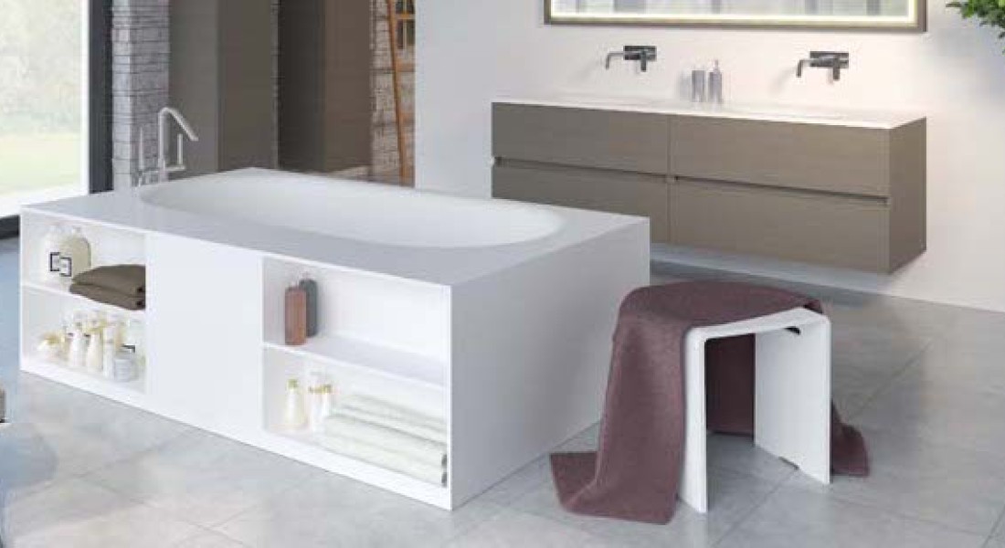 Mooi, luxueus & praktisch: Solid Surface baden met opbergruimte
