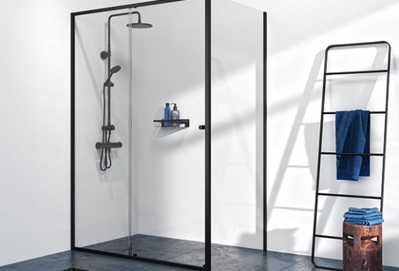 Douchewanden met zwart profiel - Sealskin