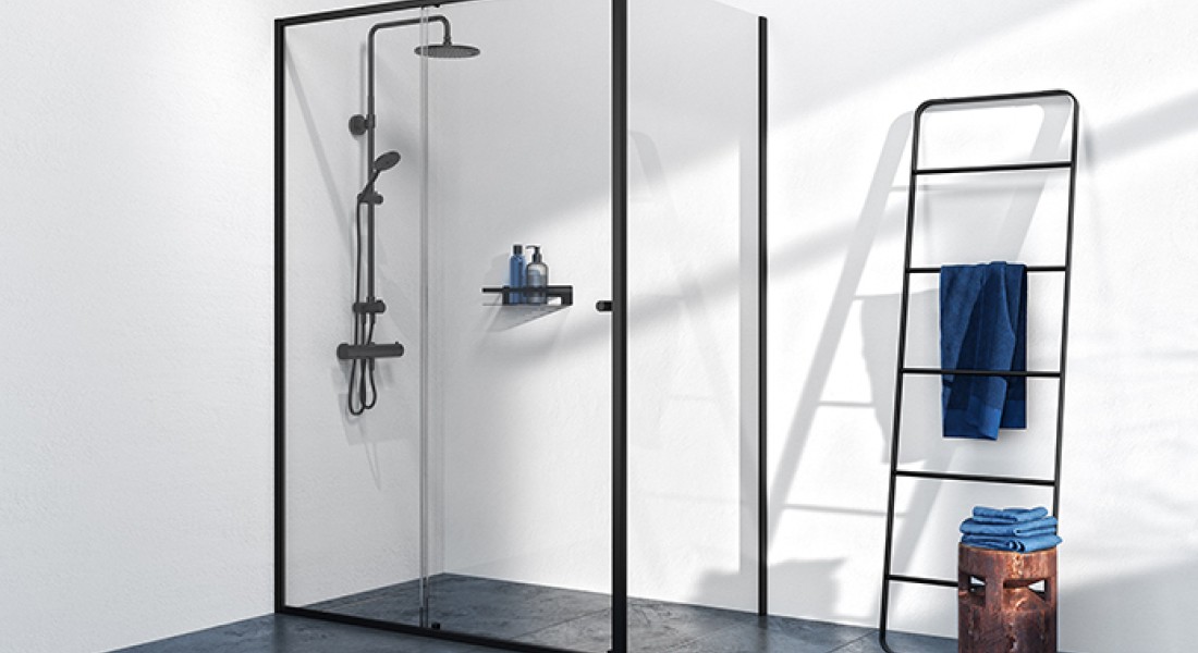 Douchewanden met zwart profiel