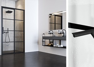 Industriële douchewanden en schuifdeuren met matzwarte kaders - Sealskin