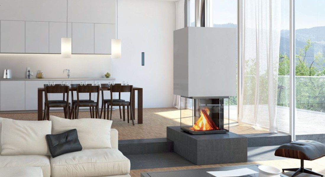 De 4-zijdige houthaard CUBEO