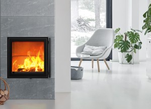 Fijnstofvrij houtstoken met een speksteenkachel met fijnstofafscheider - 