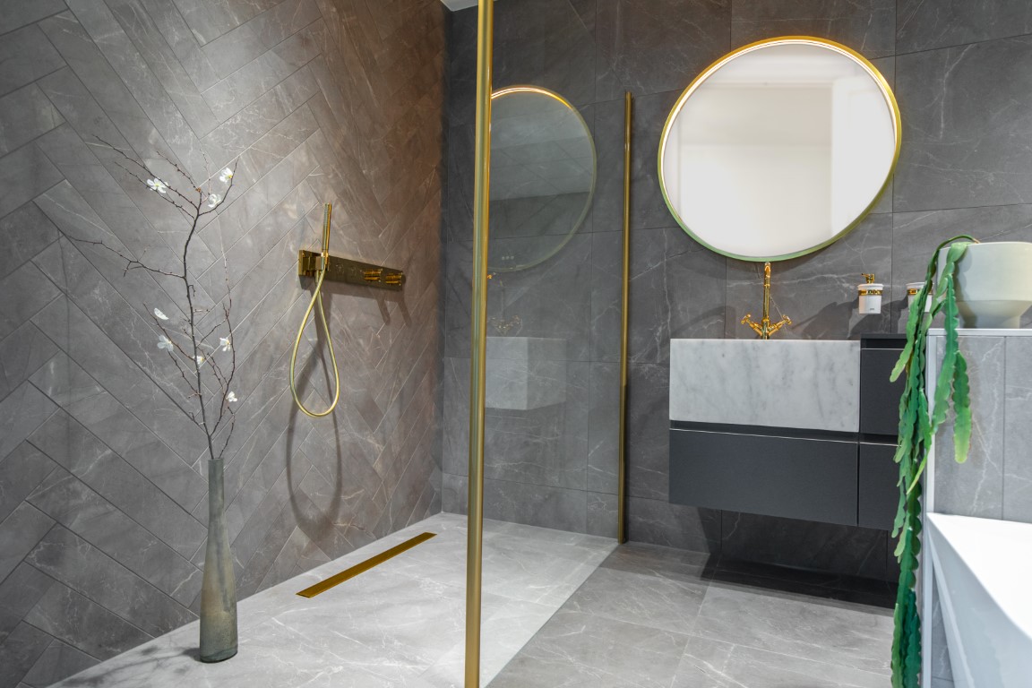 Gekleurde douchegoot zwart wit & goud | ACO ShowerDrain