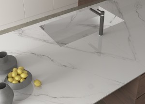 Marmer(look) in de keuken met de werkbladen van Kemie - Kemie werkbladen