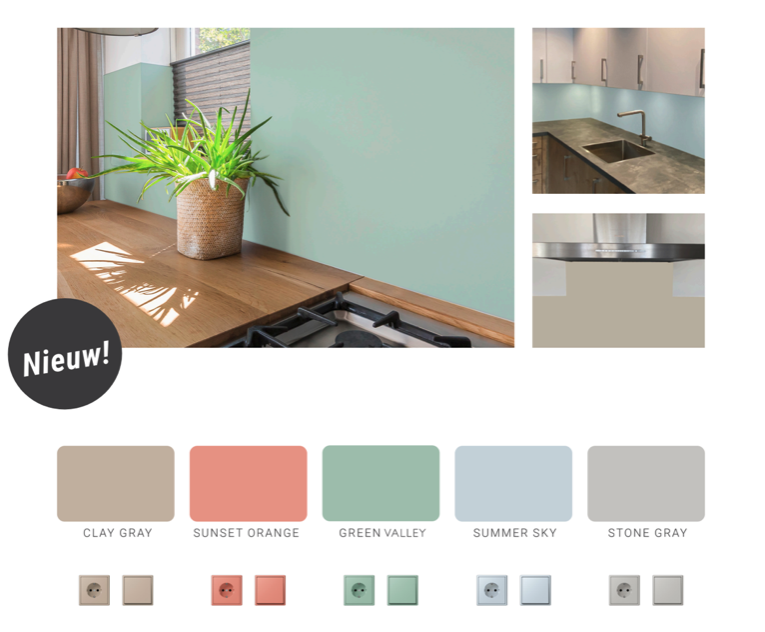 Gekleurde achterwanden met bijpassend schakelmateriaal van Jung!