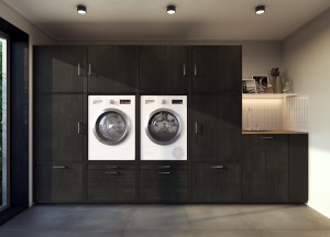 Bijkeuken wandkast in zwart eiken | Wastoren.nl