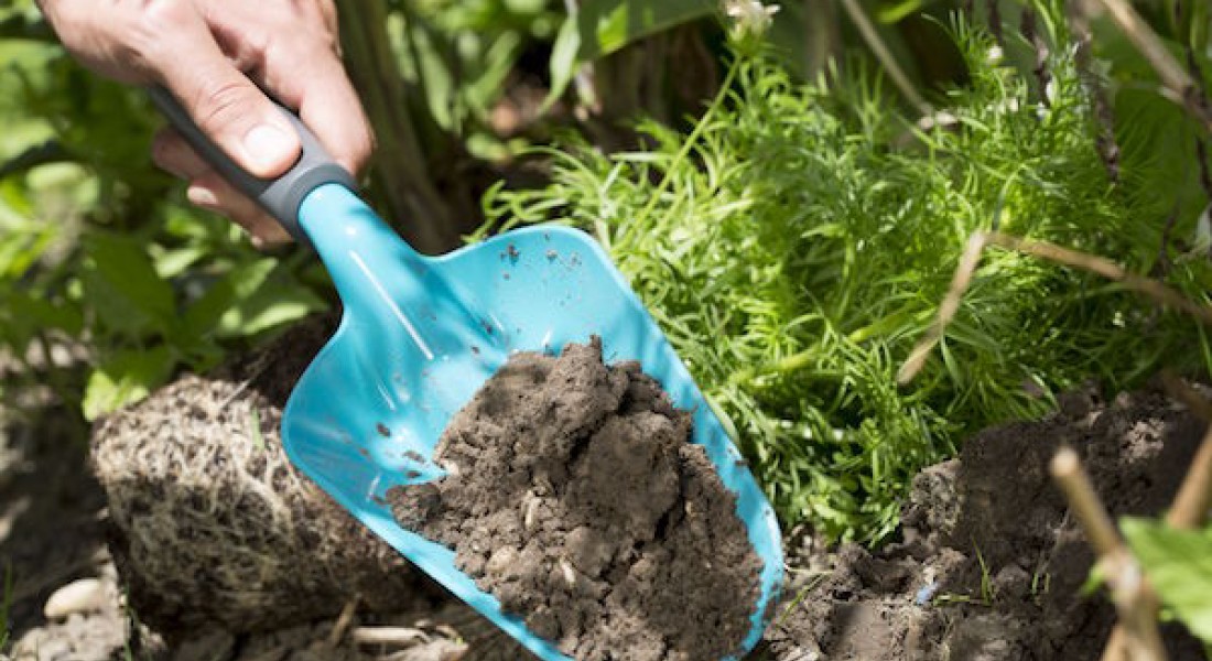 Grote handschep is ideaal tuingereedschap