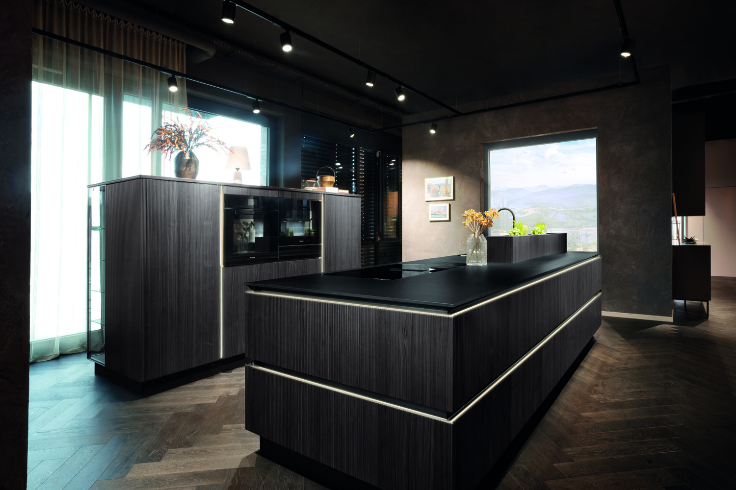 Keuken truffelgrijs met zwart greepprofiel | i-lum