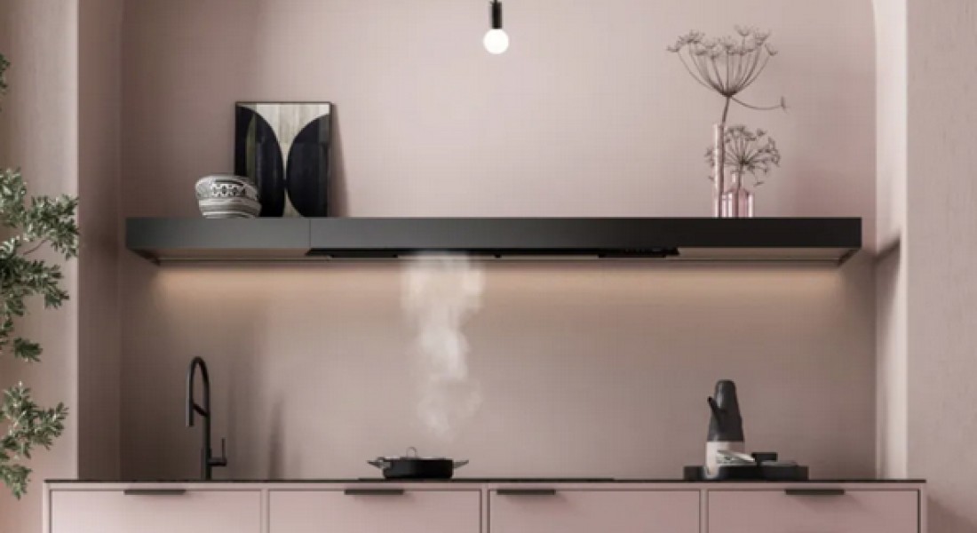 De Shelf is een wandplank met geïntegreerde afzuiging