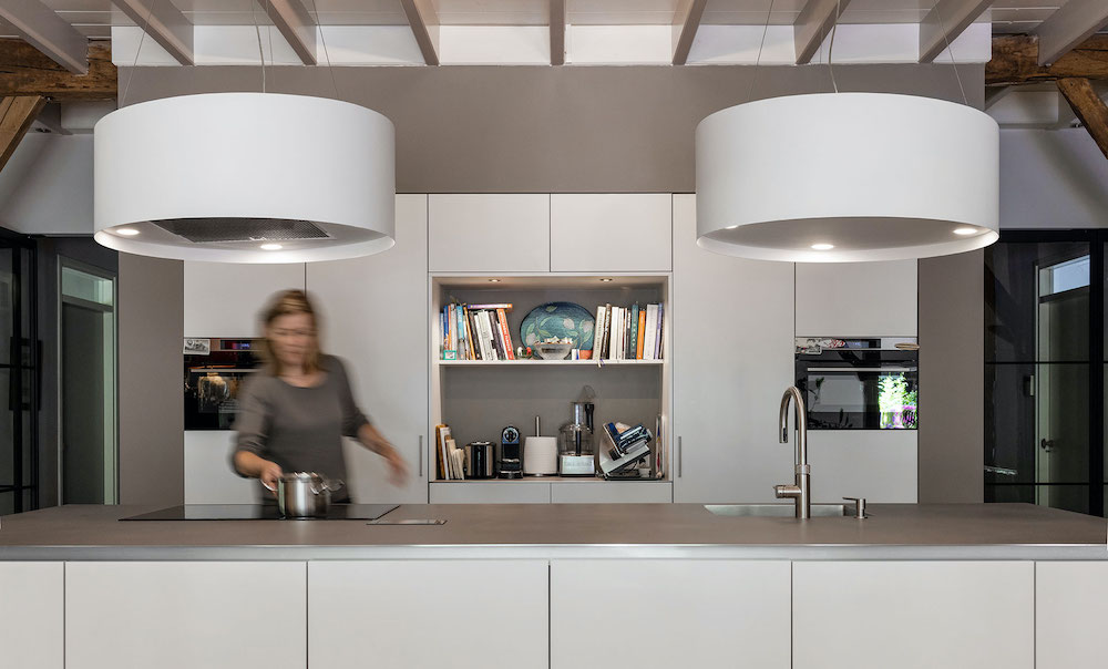 Witte eilandkap in hoogwaardig RVS | Wave